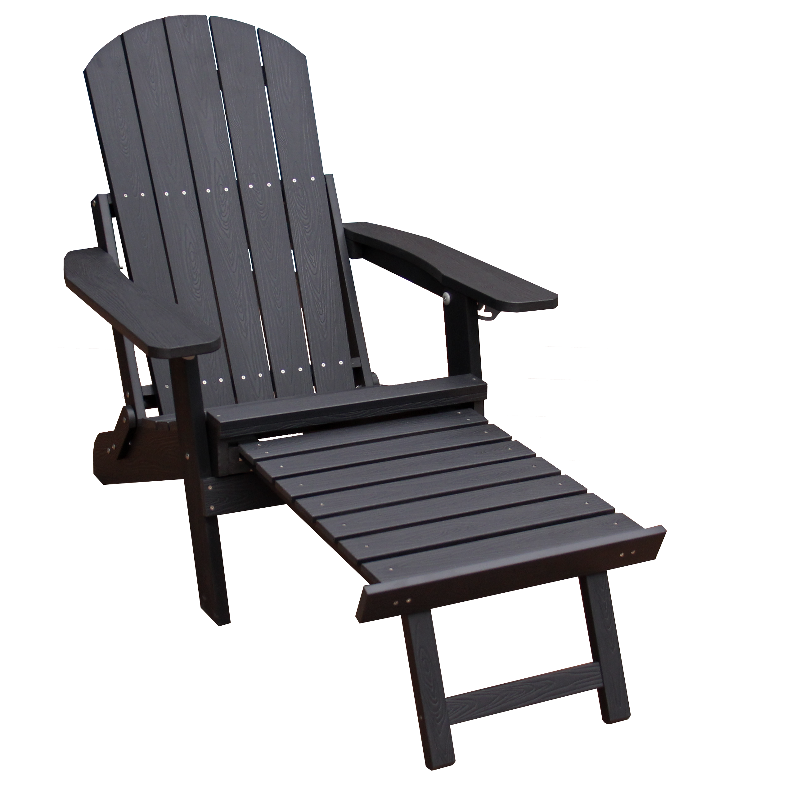 foldable Adirondack chair 5-Level Adjustable Backrest /Hidden Ottoman/cup holder