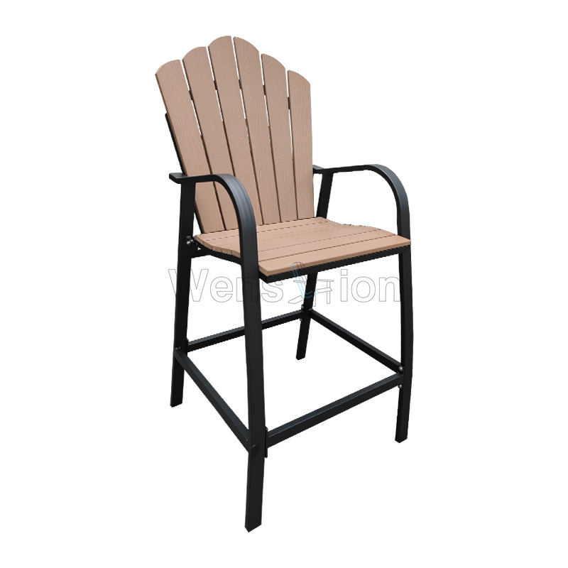 high quality for sale Cast Aluminum+HIPS plastic wood  bar chairs with backs  adirondack chair