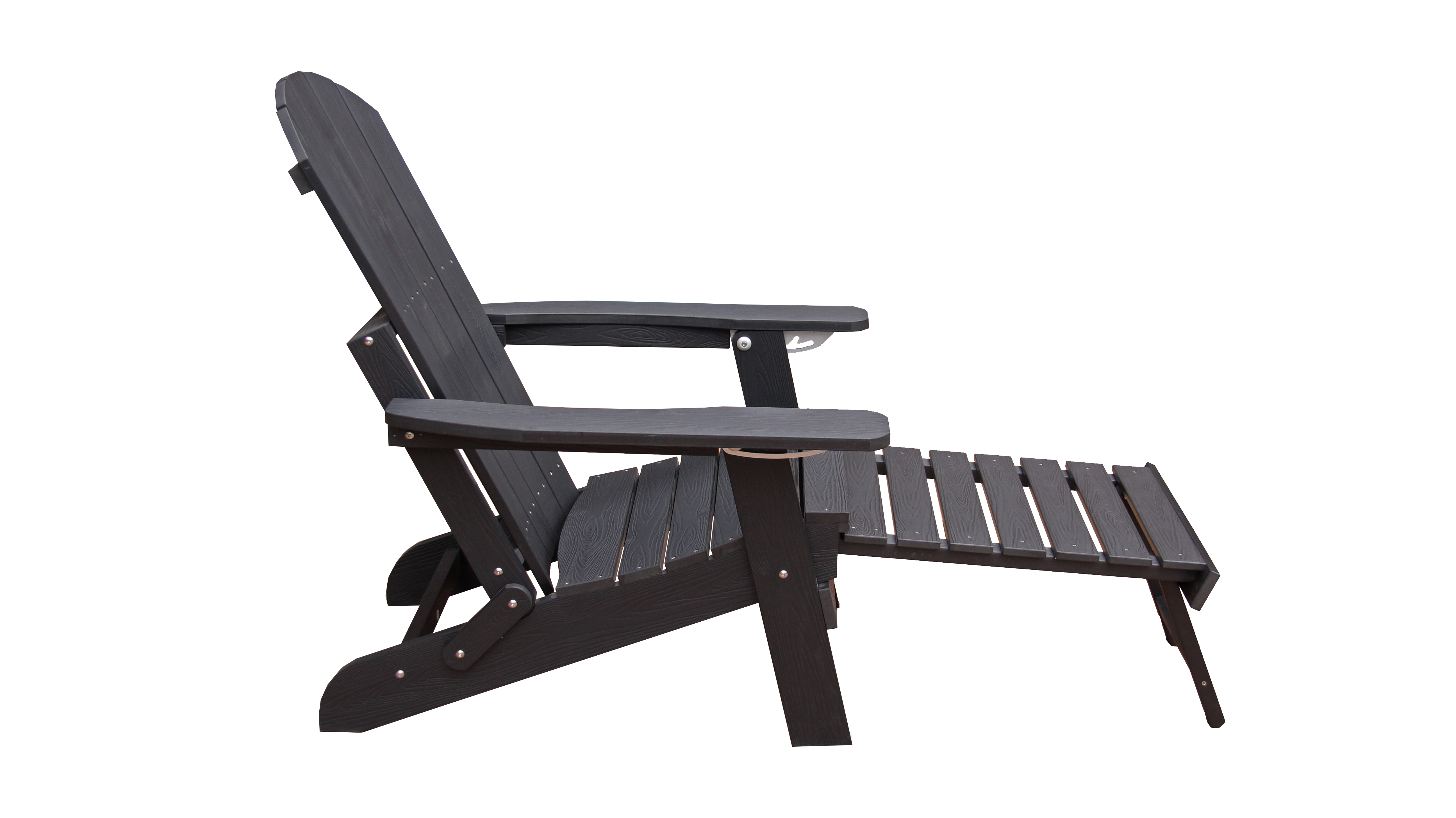 foldable Adirondack chair 5-Level Adjustable Backrest /Hidden Ottoman/cup holder