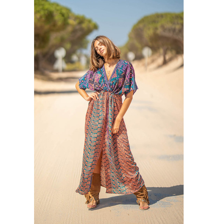 New Southeast Asia Thailand Bohemia Retro Ethnic Print Dress Maldives Seaside Beach Dress