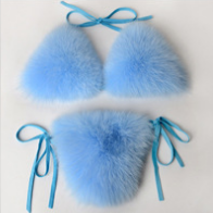 Hot Sale women real fox fur sexy bikini sets natural raccoon fur bikini set