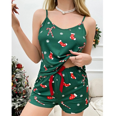 High quality new sexy lingerie Christmas two piece set pajamas sleepwear homewear Suit