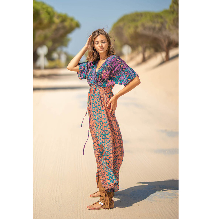 New Southeast Asia Thailand Bohemia Retro Ethnic Print Dress Maldives Seaside Beach Dress