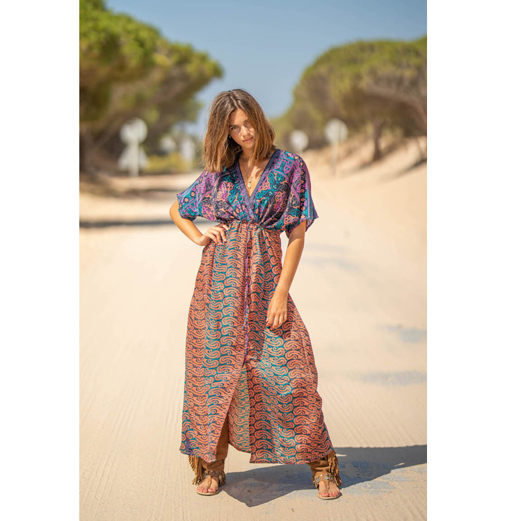 New Southeast Asia Thailand Bohemia Retro Ethnic Print Dress Maldives Seaside Beach Dress