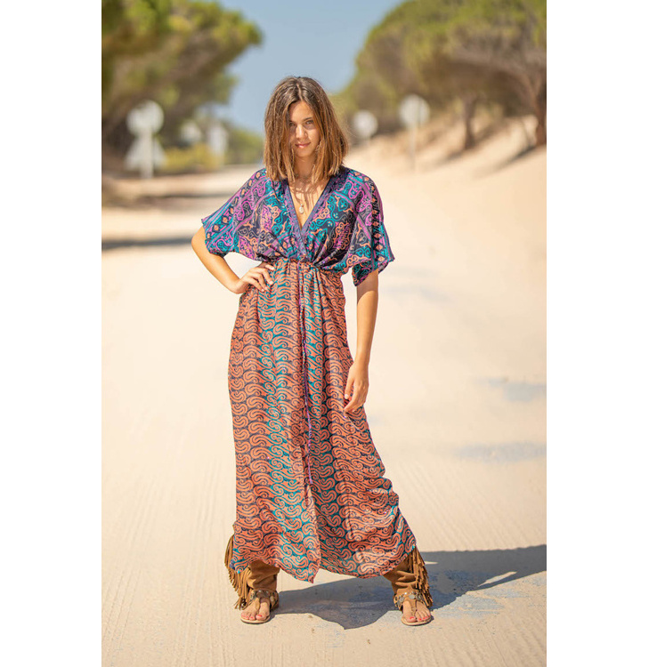 New Southeast Asia Thailand Bohemia Retro Ethnic Print Dress Maldives Seaside Beach Dress