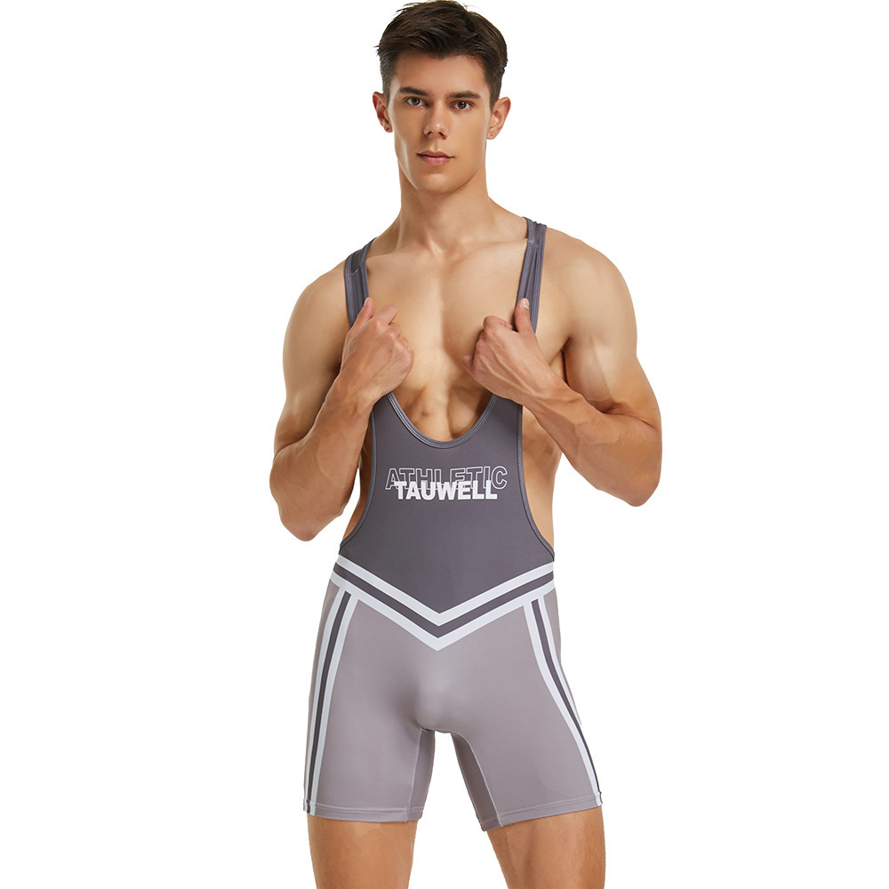 High quality nylon male wrestling singlet customized men's stretch jumpsuit tights professional Wrestling uniform wholesale