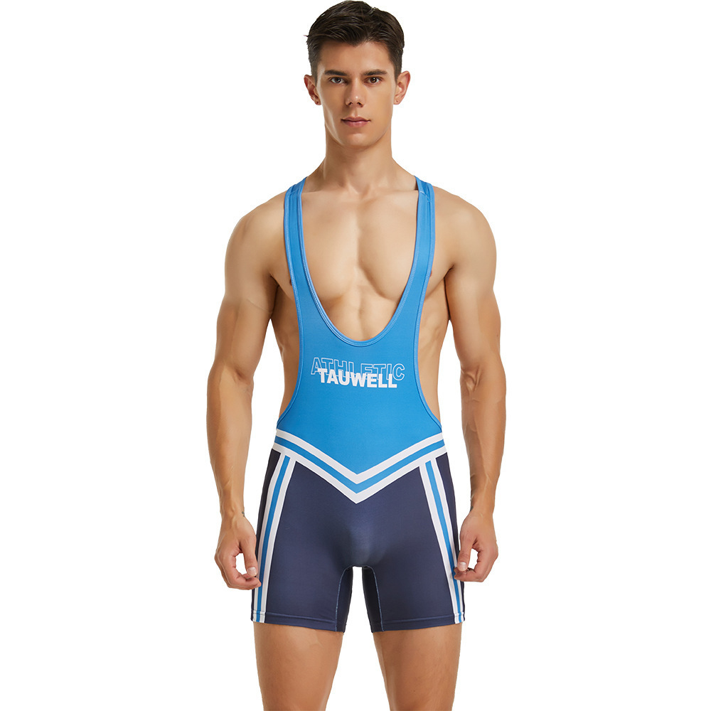 High quality nylon male wrestling singlet customized men's stretch jumpsuit tights professional Wrestling uniform wholesale