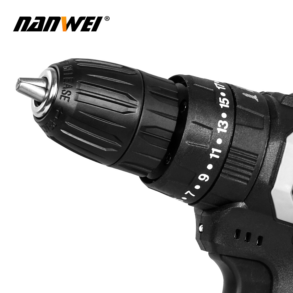 NANWEI  21V lithium battery electric drill impact drill one stop tools industrial cordless drill with dewalts set power tools