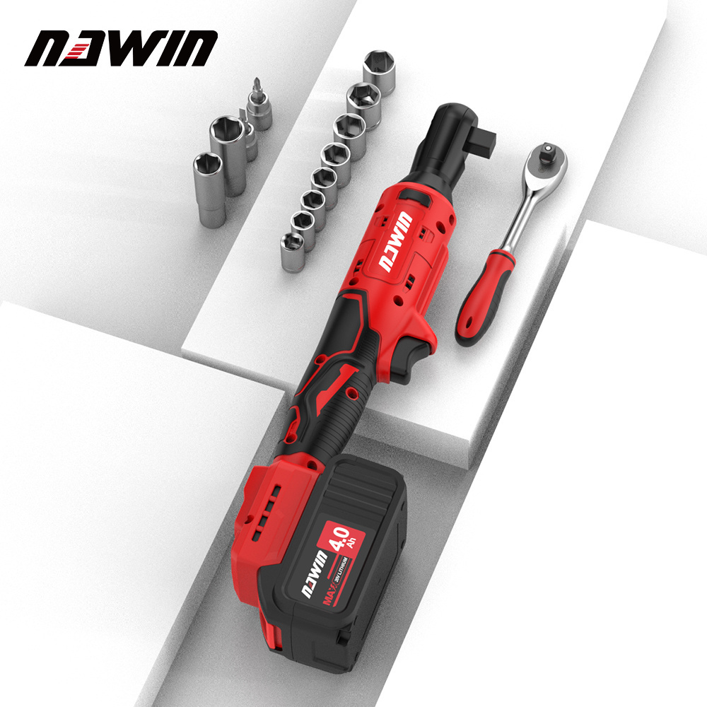 Nawin Cordless 65NM Ratchet Wrench Rechargeable 21V Right Angle Electric Torque Ratchet Wrench 90 Degrees High Torque Car Tire