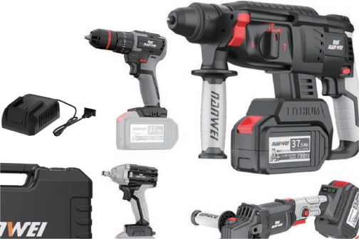 NANWEI In-stock inventory Multi-purpose Power Tool Set Electric Hammer Drill Lithium Battery Cordless Power Tools