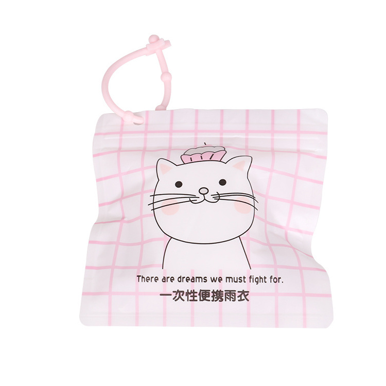 Pink Cute Cat Waterproof Breathable Pe Toddler Single-Person Rainwear Children Rain Coat Raincoat