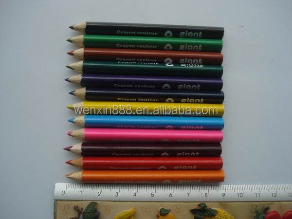 Triangle short wooden 3.5inch mini color pencil for children(LL16033)