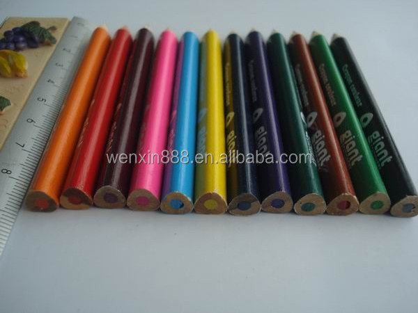 Triangle short wooden 3.5inch mini color pencil for children(LL16033)