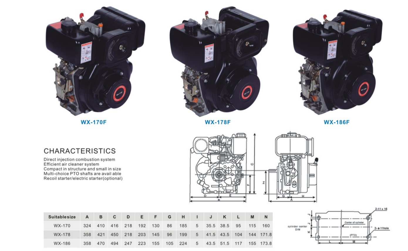 WENXIN 5 Hp 6Hp 7Hp Small 186F 178F Air Cooled Diesel Engine