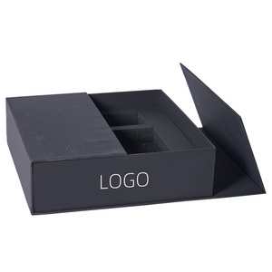 Gold stamping logo custom high quality cardboard magnetic cover gift box packaging