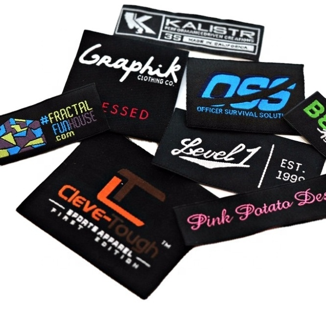 Wholesale garment woven label/tag/customized clothing embroidered logo/satin /silk printing labels for clothing