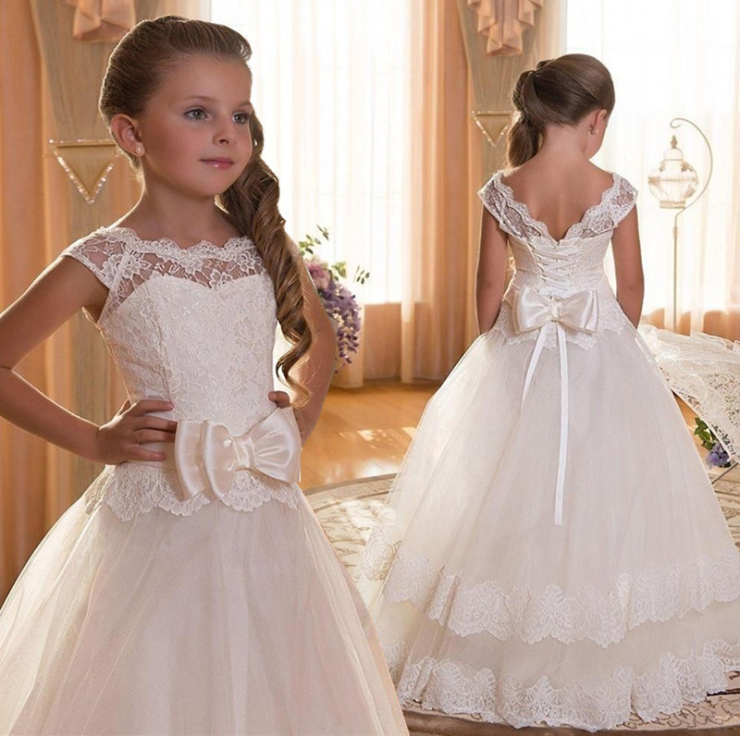 Fancy Flower Long Teenagers Dresses Girl Children Party Clothing Kids Evening Formal Dress For Bridesmaid Wedding