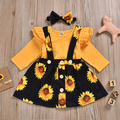 WEN Children s Clothing Robe Short Skirt Child Suit Sunflower Print Clothing Wholesale Designer Inspired Clothing BestSuppliers