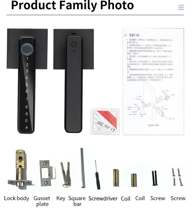 Fingerprint Keypad Keyless Entry Door Hotel Home Office Apartment Bedroom Door Handle Door Lock