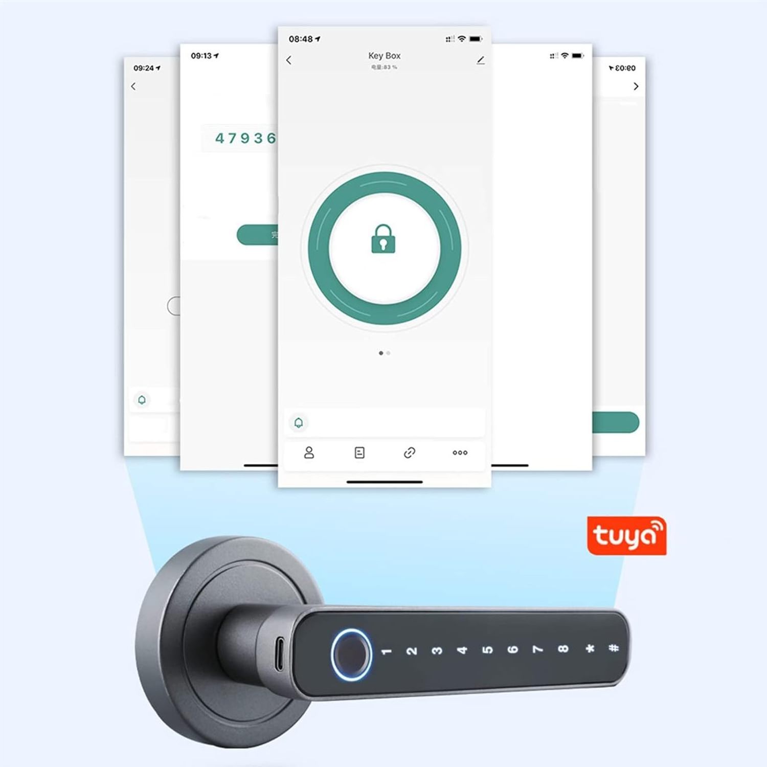 Smart Digital Fingerprint Single Latch Door Lock Keyless Entry Intelligent Door Lock Tuya TTLock Handle Lock