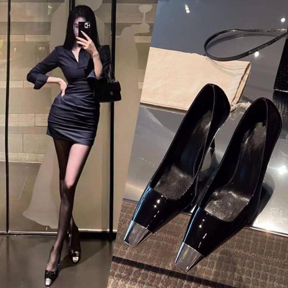 New European and American Black Square Head High Heel Women's Sexy Sandals