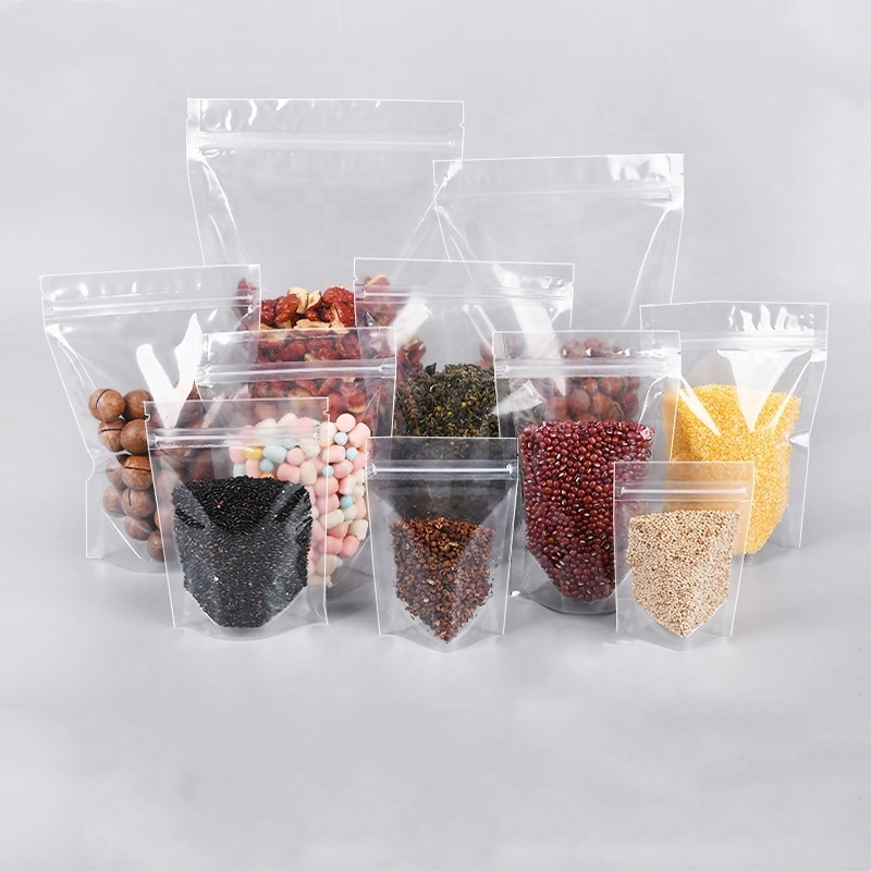 Food Ziplock Clear Custom Print Stand Up Pouch Zip Lock Packaging Plastic Transparent Bag with Zipper