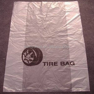 disposable custom pe ldpe clear plastic car spare tire tote storage cover tyre packaging bag with logo