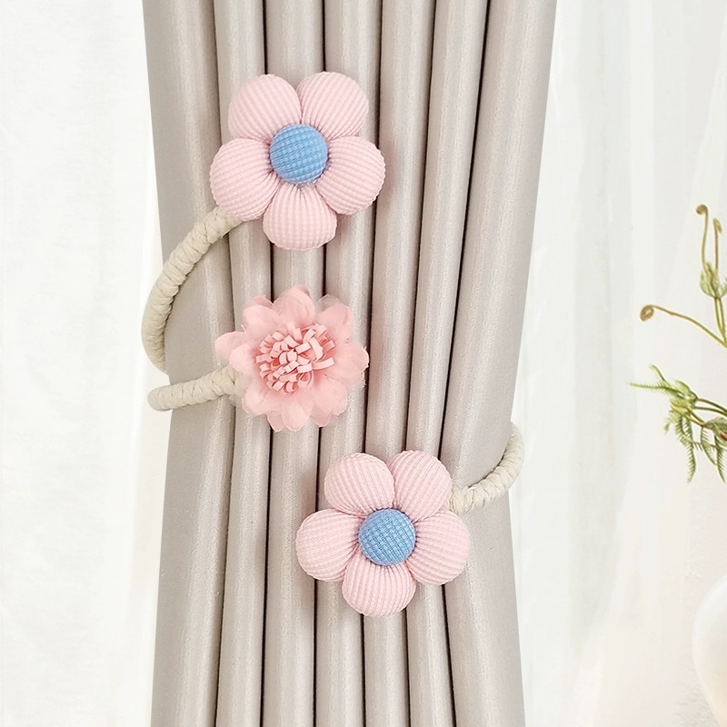 New Cute Cartoon Flower Window Curtain Tie Backs Adjustable Elastic Home Decor Fabric