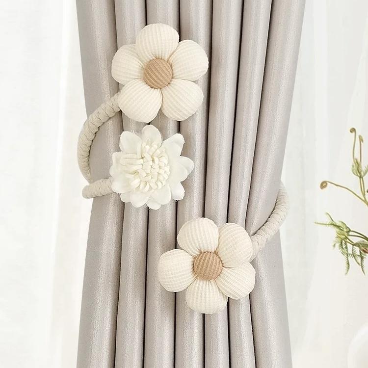 New Cute Cartoon Flower Window Curtain Tie Backs Adjustable Elastic Home Decor Fabric