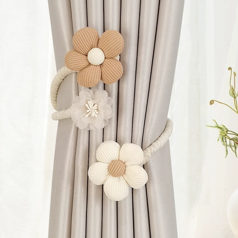 New Cute Cartoon Flower Window Curtain Tie Backs Adjustable Elastic Home Decor Fabric