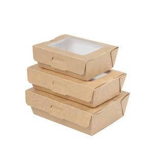 High Quality disposable takeout food packaging container paper salad boxes With Transparent Pvc Window