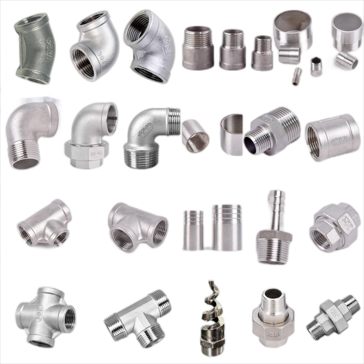 FREE SAMPLE stainless steel 201 304 multi-type male female reducing elbow tee cross union cap coupling  thread pipe fittings