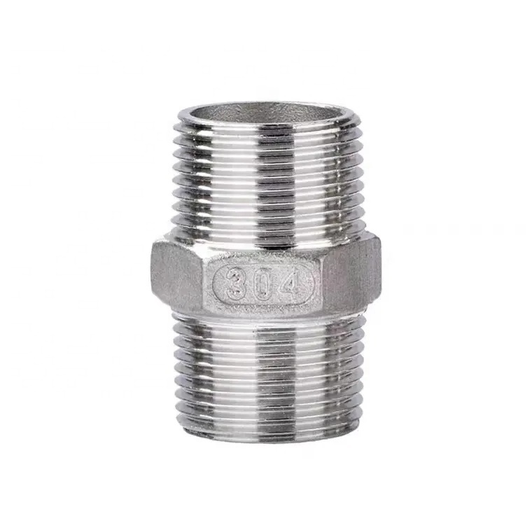 Stainless Steel  201 304 316 Thread Nipple Short Hex Hydraulic Bsp Npt Plumbing Screw Hex Nipple