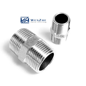 Stainless Steel  201 304 316 Thread Nipple Short Hex Hydraulic Bsp Npt Plumbing Screw Hex Nipple