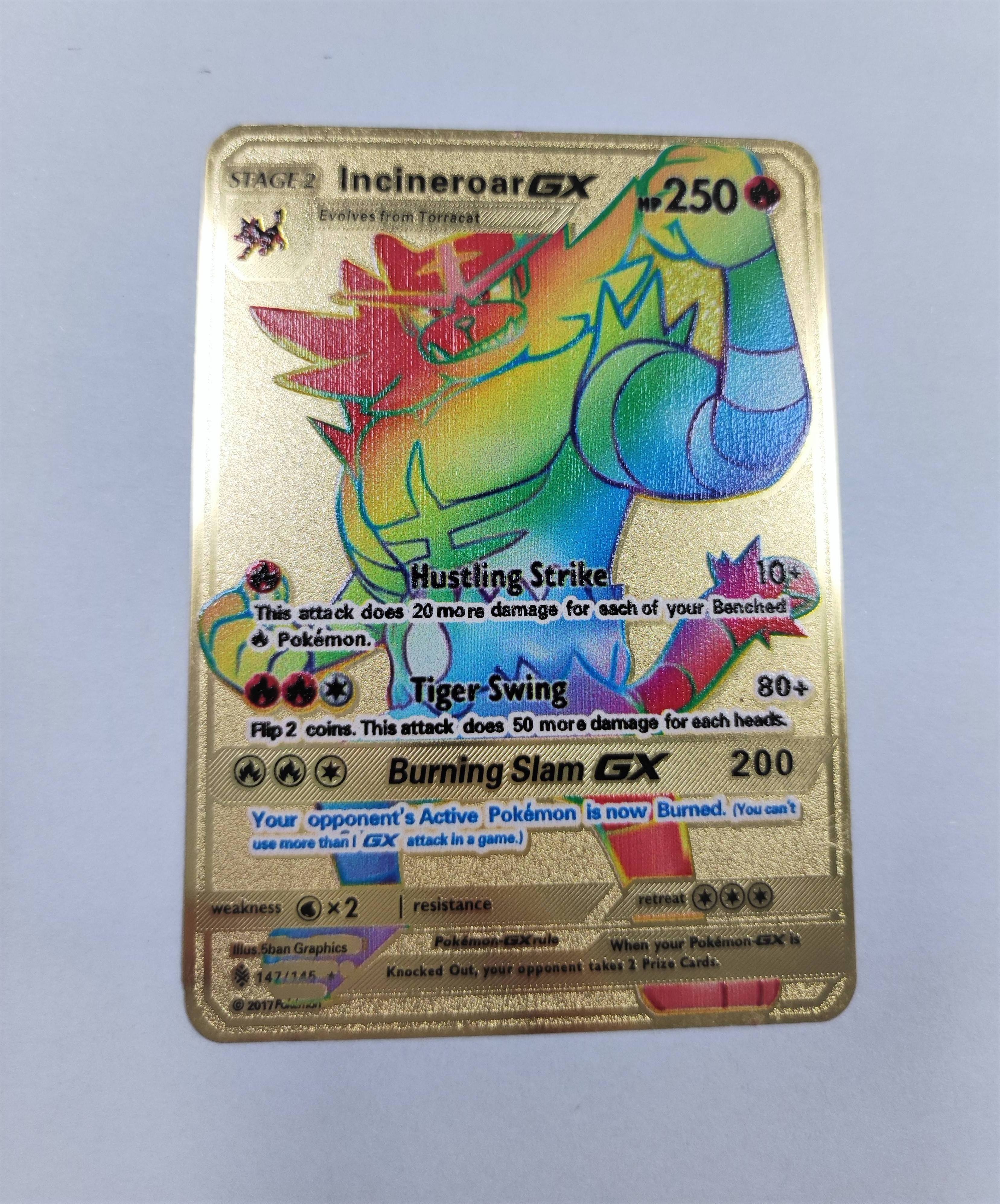 Fast Shipping Rainbow Charizard Pika chu Vmax Hp330 Gx Gold Metal Poke mon Cards New Trading Cards Game Gold