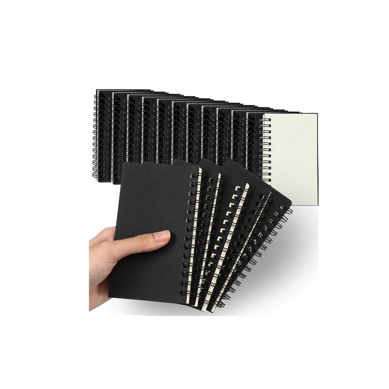 18 Pcs Small NotebooksMemo Pads Unlined Mini Spiral Bound Notebook Home School Office Supplies (Black)