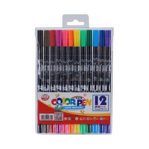 12-Color Dual Tip Watercolor Pens Art Markers Set with Fine Tip & Bullet Tips for Kids and Adults for Coloring Books Art Set