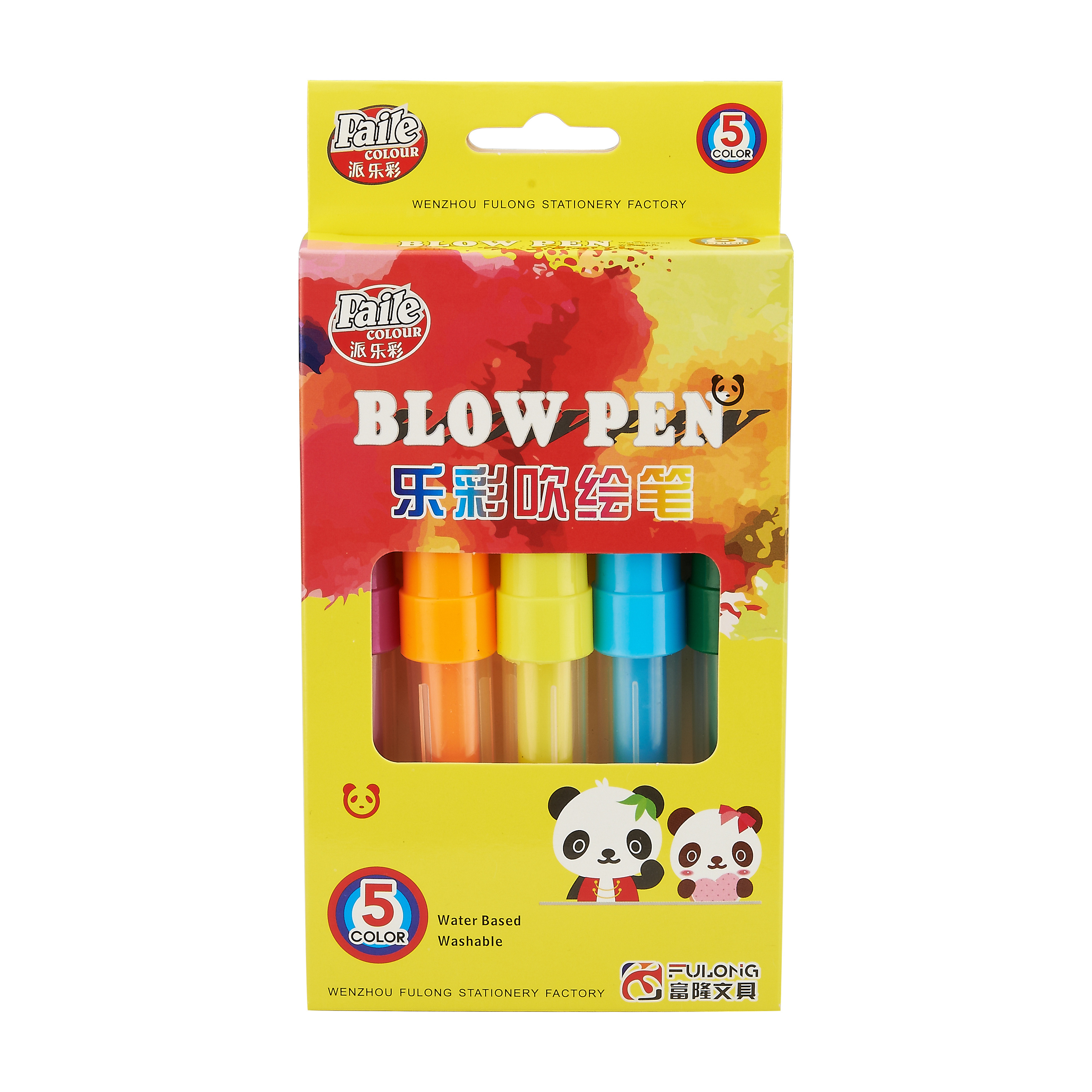 5 Colors Blow Pen Water-Based Ink Washable Non-Toxic Airbrush Pens For Kids Playing And Pet Hair Dye