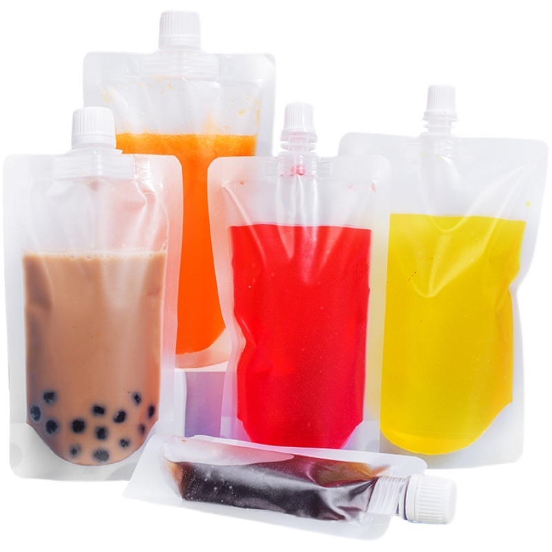 Clear stand up spout sachet packaging for fruit juice 300ml 500ml liquid spout pouches