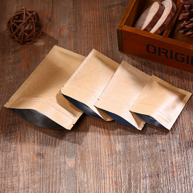 Kraft paper bags with zip lock candy tea small sachet aluminium foil inside resealable pouches