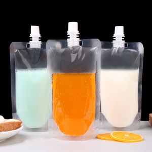 Clear stand up spout sachet packaging for fruit juice 300ml 500ml liquid spout pouches