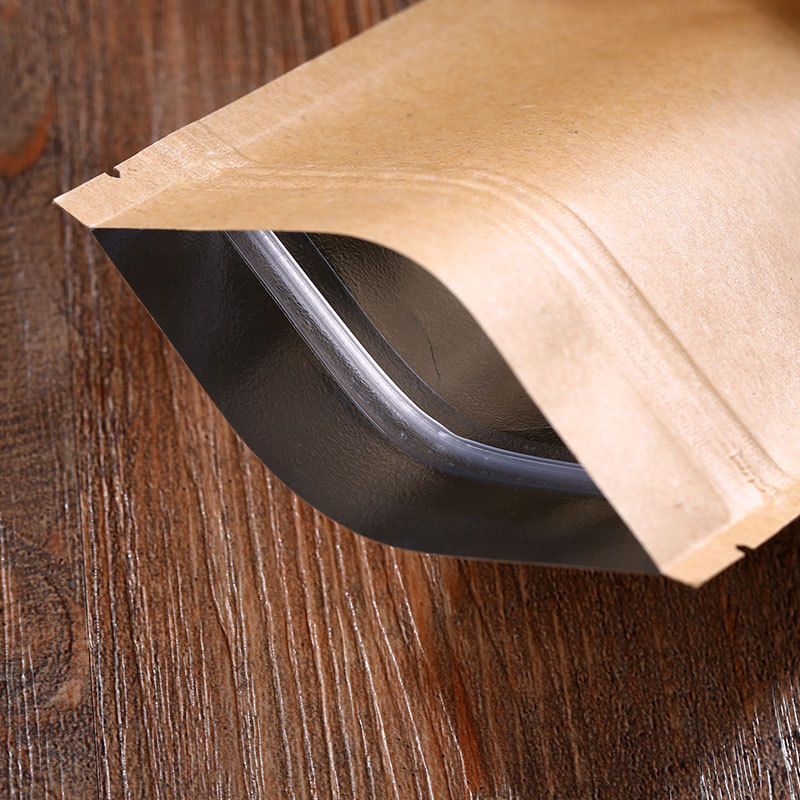 Kraft paper bags with zip lock candy tea small sachet aluminium foil inside resealable pouches