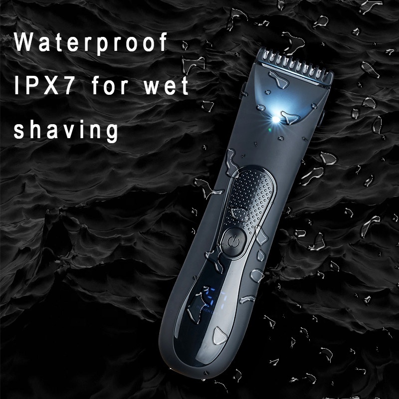 IPX7 Waterproof Wet/dry Cordless Men Body Hair Trimmer Ceramic Blade Rechargeable Electric Groin Hair Trimmer For Men