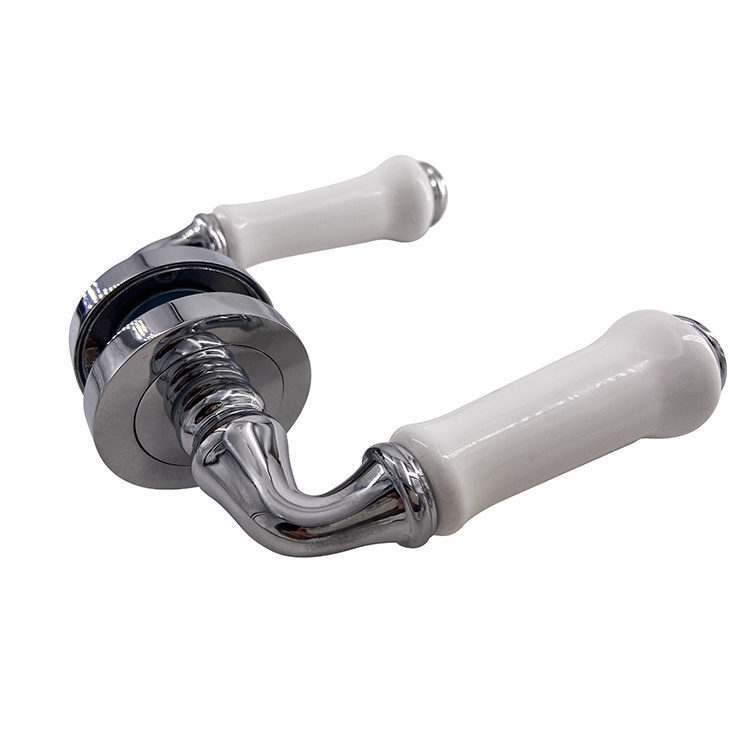 new design Bronze white Ceramic Lever Door Handles lock porcelain Lever door handle On Round Rose