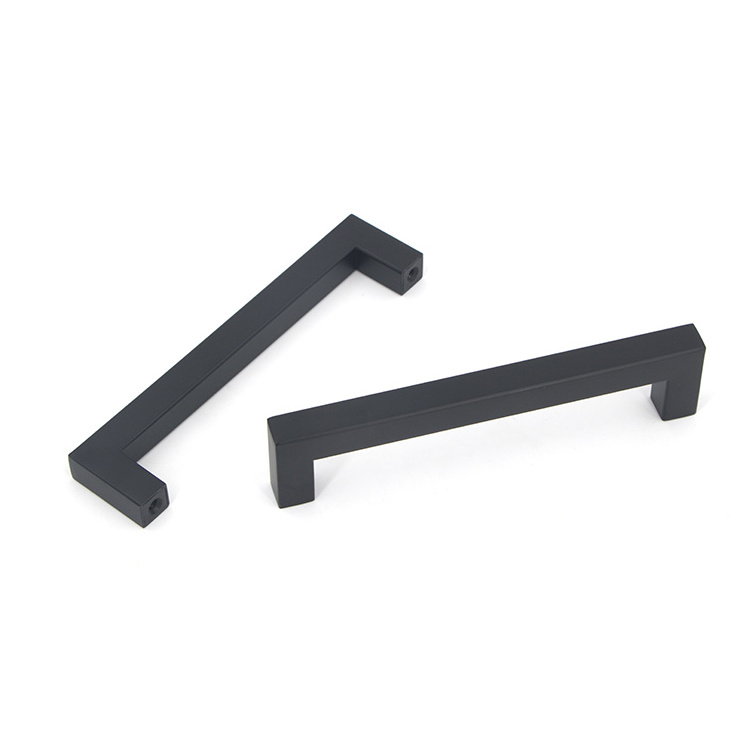 Stainless Steel furniture hardware black hollow square bar handle kitchen cabinet drawer door handle pulls