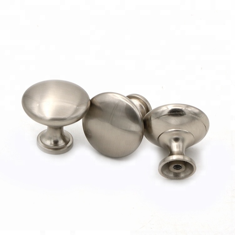 Zinc alloy round kitchen bedroom furniture fittings small pull handle brush satin nickel drawer cabinet knob