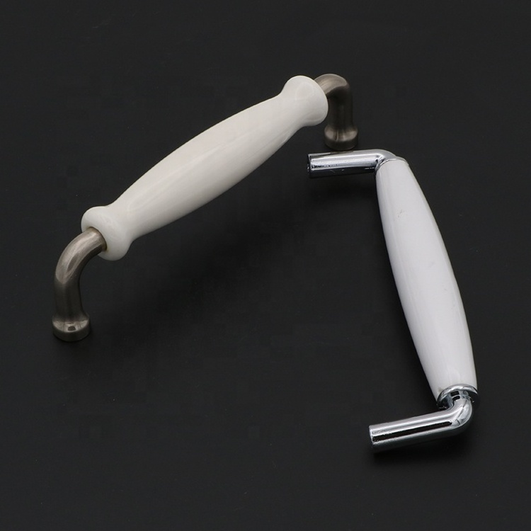 Luxury European elegant white wardrobe handle porcelain furniture drawer pulls ceramic kitchen cabinet handle