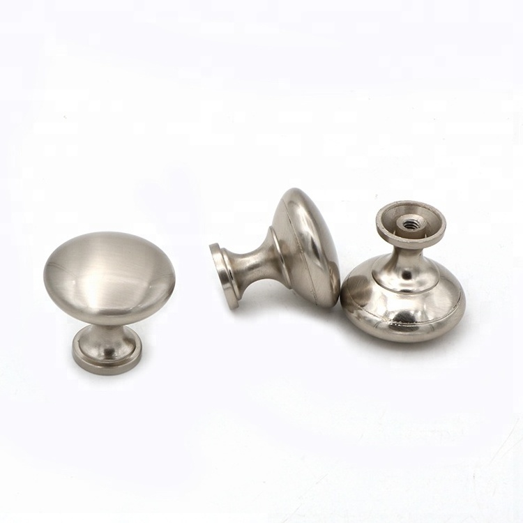 Zinc alloy round kitchen bedroom furniture fittings small pull handle brush satin nickel drawer cabinet knob