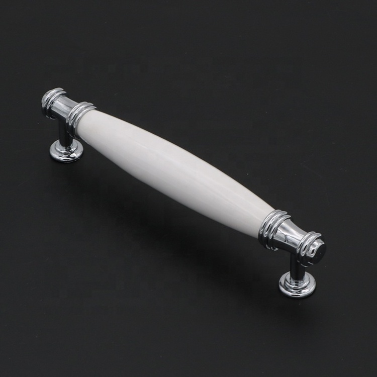 Luxury European elegant white wardrobe handle porcelain furniture drawer pulls ceramic kitchen cabinet handle