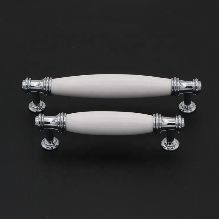 Luxury European elegant white wardrobe handle porcelain furniture drawer pulls ceramic kitchen cabinet handle